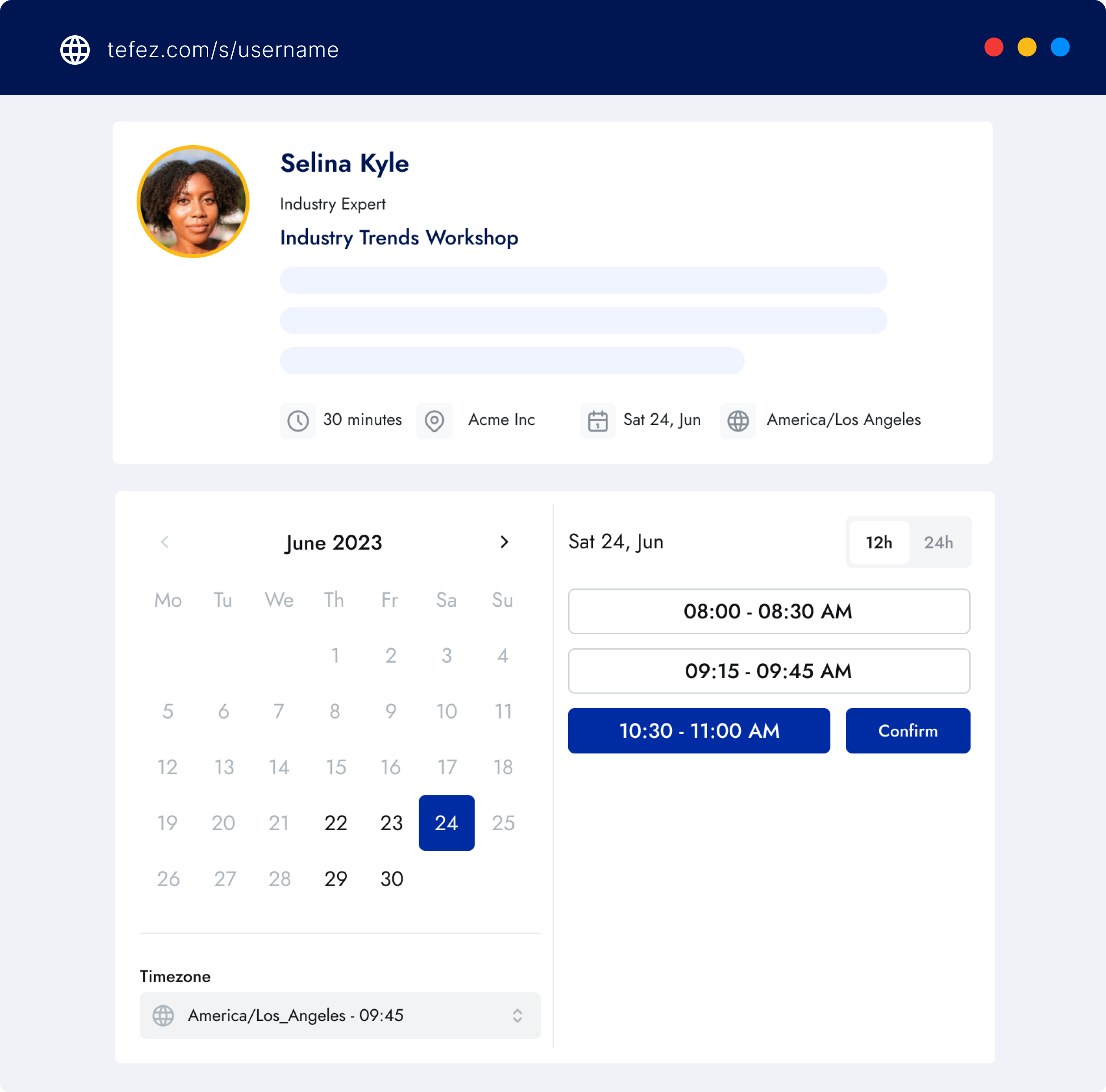 Tefez appointment scheduling calendar