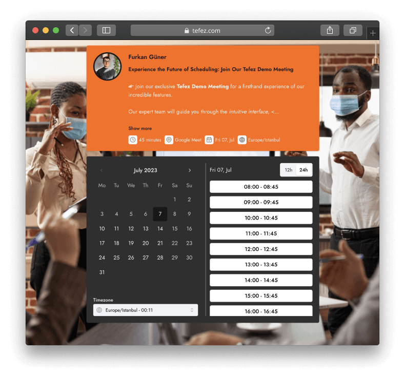 Sales Tefez booking page theme
